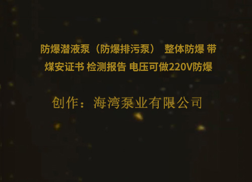 防爆潜液泵（防爆排污泵）  整体防爆 带煤安证书 检测报告 电压可做220V防爆  380V防爆